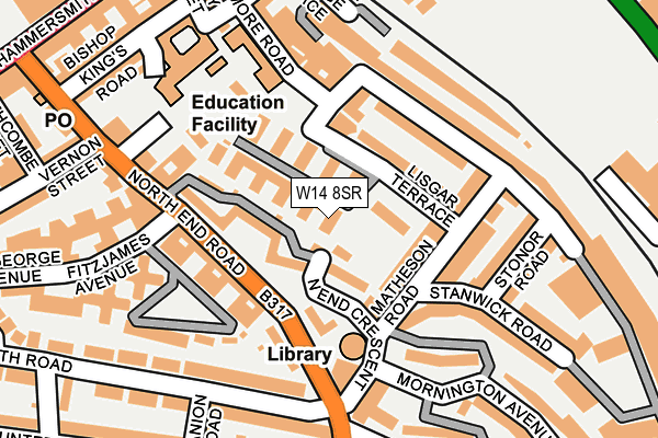 W14 8SR map - OS OpenMap – Local (Ordnance Survey)