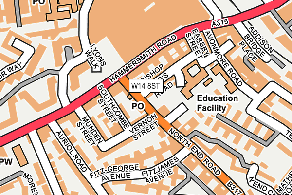 W14 8ST map - OS OpenMap – Local (Ordnance Survey)