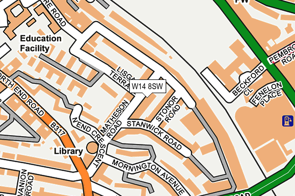 W14 8SW map - OS OpenMap – Local (Ordnance Survey)