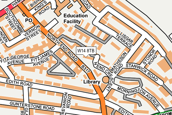 W14 8TB map - OS OpenMap – Local (Ordnance Survey)