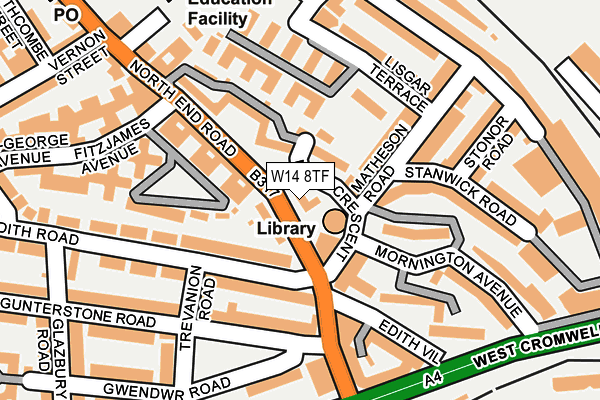 W14 8TF map - OS OpenMap – Local (Ordnance Survey)