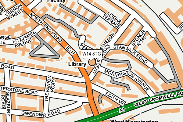 W14 8TG map - OS OpenMap – Local (Ordnance Survey)