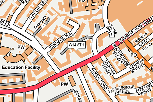 W14 8TH map - OS OpenMap – Local (Ordnance Survey)