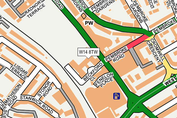 W14 8TW map - OS OpenMap – Local (Ordnance Survey)