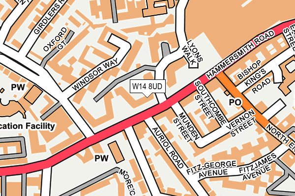 W14 8UD map - OS OpenMap – Local (Ordnance Survey)