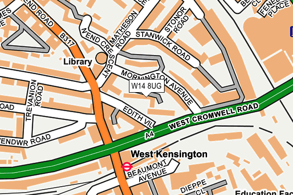W14 8UG map - OS OpenMap – Local (Ordnance Survey)