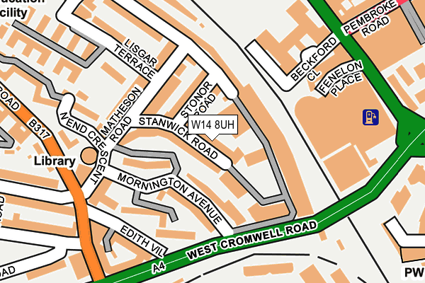 W14 8UH map - OS OpenMap – Local (Ordnance Survey)