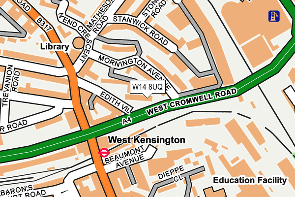 W14 8UQ map - OS OpenMap – Local (Ordnance Survey)