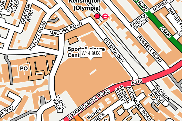 W14 8UX map - OS OpenMap – Local (Ordnance Survey)