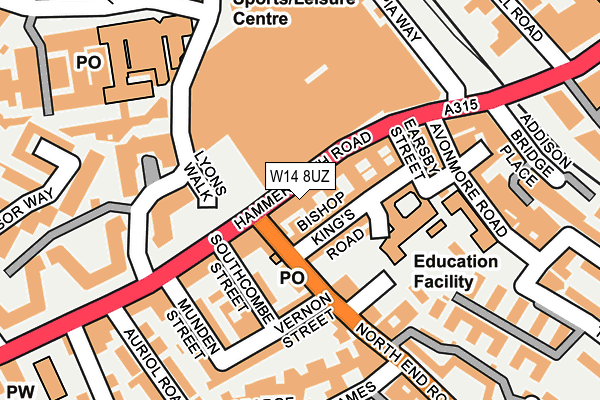 W14 8UZ map - OS OpenMap – Local (Ordnance Survey)