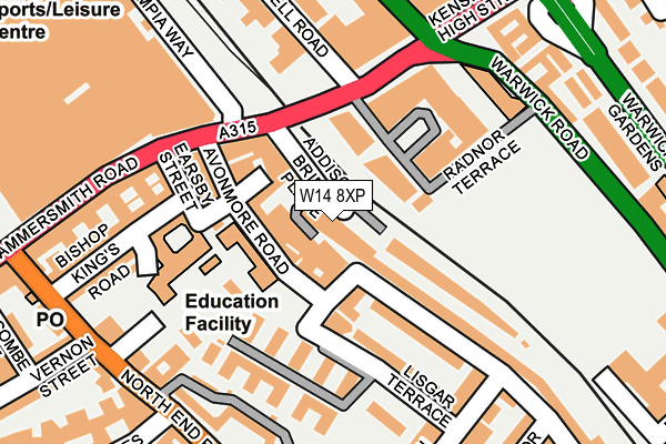 W14 8XP map - OS OpenMap – Local (Ordnance Survey)