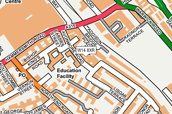 W14 8XR map - OS OpenMap – Local (Ordnance Survey)