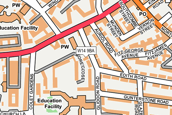 W14 9BA map - OS OpenMap – Local (Ordnance Survey)