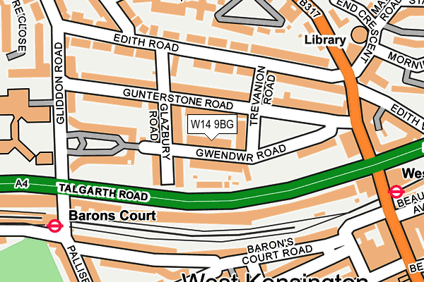 W14 9BG map - OS OpenMap – Local (Ordnance Survey)