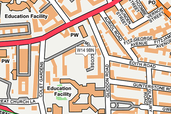 W14 9BN map - OS OpenMap – Local (Ordnance Survey)