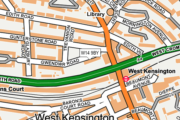 W14 9BY map - OS OpenMap – Local (Ordnance Survey)