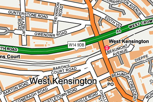 W14 9DB map - OS OpenMap – Local (Ordnance Survey)