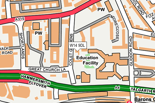 W14 9DL map - OS OpenMap – Local (Ordnance Survey)