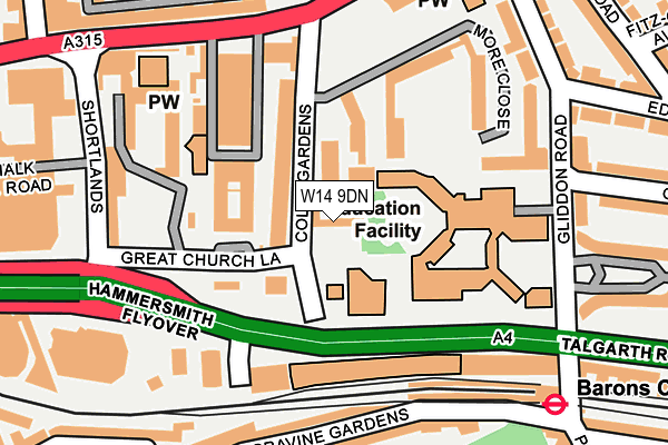 W14 9DN map - OS OpenMap – Local (Ordnance Survey)