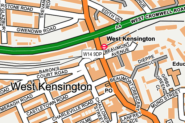 W14 9DP map - OS OpenMap – Local (Ordnance Survey)