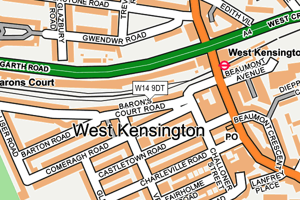 W14 9DT map - OS OpenMap – Local (Ordnance Survey)