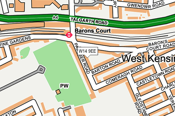 W14 9EE map - OS OpenMap – Local (Ordnance Survey)