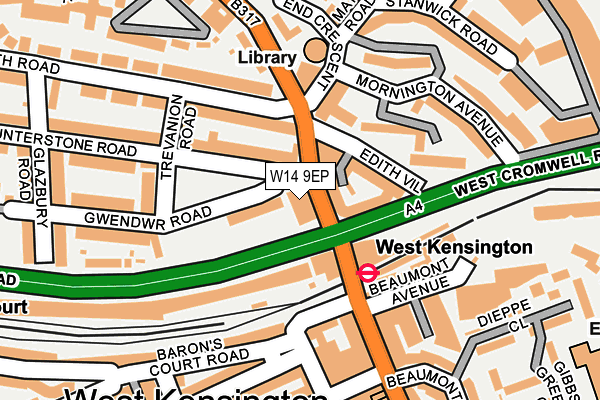 W14 9EP map - OS OpenMap – Local (Ordnance Survey)