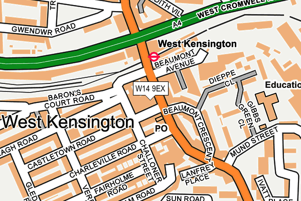 W14 9EX map - OS OpenMap – Local (Ordnance Survey)