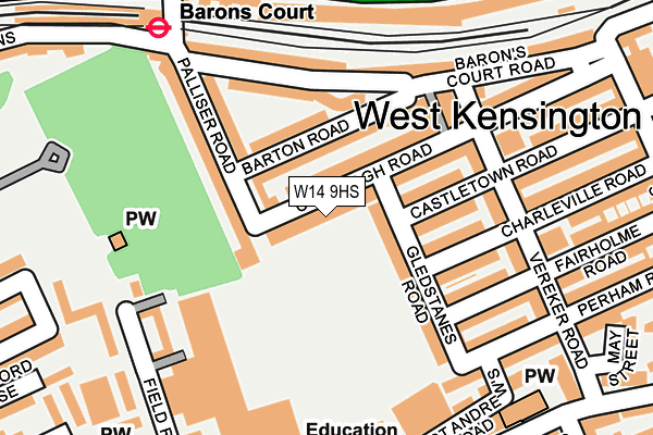 W14 9HS map - OS OpenMap – Local (Ordnance Survey)