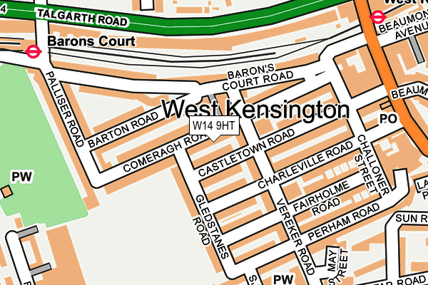 W14 9HT map - OS OpenMap – Local (Ordnance Survey)