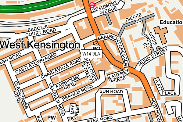 W14 9LA map - OS OpenMap – Local (Ordnance Survey)