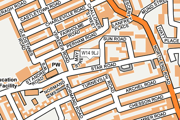 W14 9LJ map - OS OpenMap – Local (Ordnance Survey)