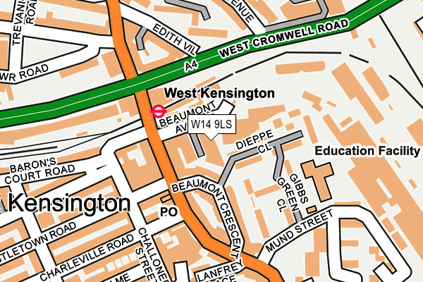 W14 9LS map - OS OpenMap – Local (Ordnance Survey)