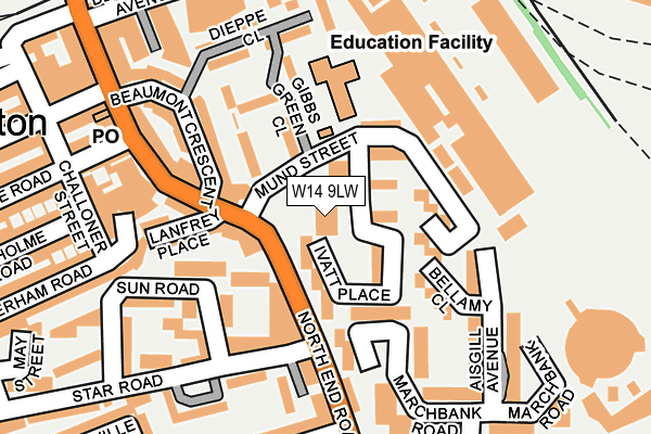 W14 9LW map - OS OpenMap – Local (Ordnance Survey)