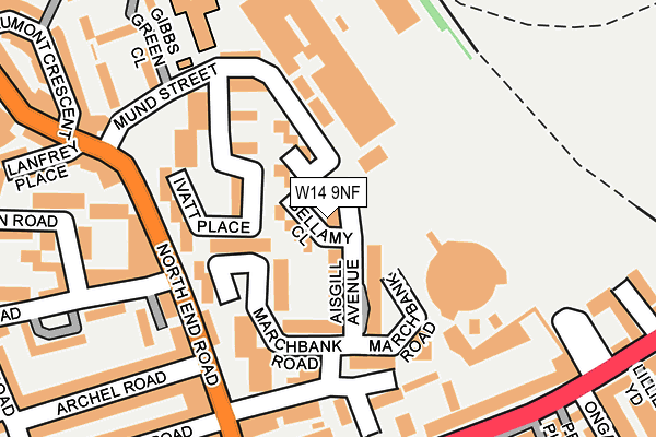 W14 9NF map - OS OpenMap – Local (Ordnance Survey)