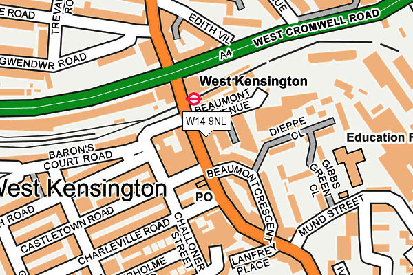 W14 9NL map - OS OpenMap – Local (Ordnance Survey)