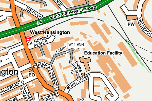 W14 9NN map - OS OpenMap – Local (Ordnance Survey)