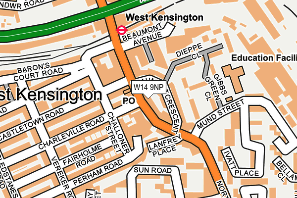 W14 9NP map - OS OpenMap – Local (Ordnance Survey)