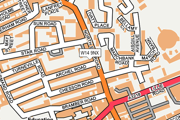 W14 9NX map - OS OpenMap – Local (Ordnance Survey)