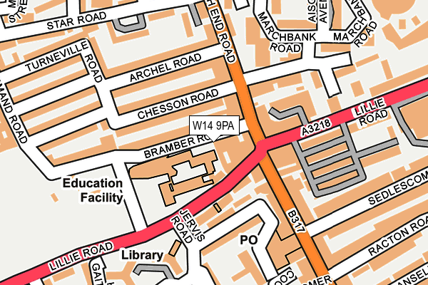 W14 9PA map - OS OpenMap – Local (Ordnance Survey)