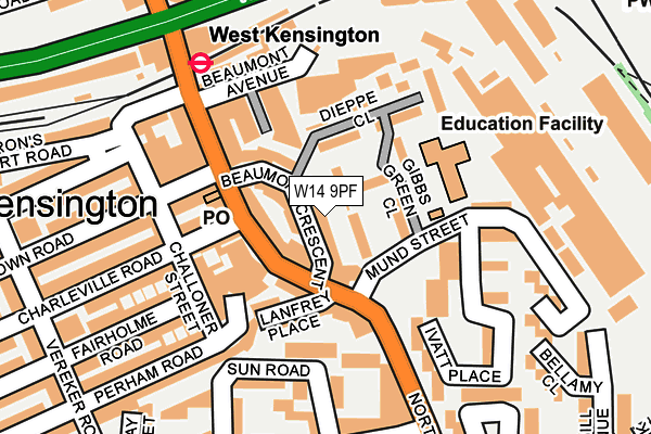 W14 9PF map - OS OpenMap – Local (Ordnance Survey)