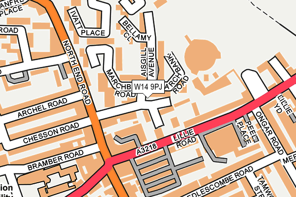 W14 9PJ map - OS OpenMap – Local (Ordnance Survey)