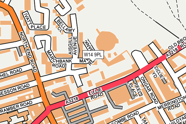 W14 9PL map - OS OpenMap – Local (Ordnance Survey)