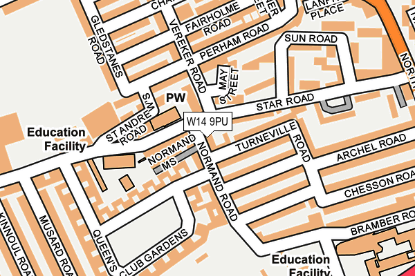 W14 9PU map - OS OpenMap – Local (Ordnance Survey)