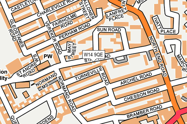 W14 9QE map - OS OpenMap – Local (Ordnance Survey)