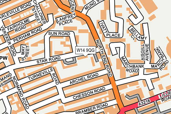 W14 9QG map - OS OpenMap – Local (Ordnance Survey)
