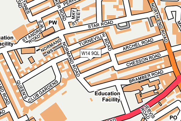 W14 9QL map - OS OpenMap – Local (Ordnance Survey)