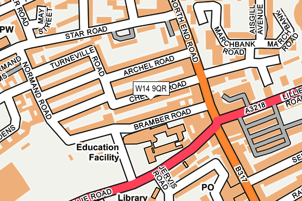 W14 9QR map - OS OpenMap – Local (Ordnance Survey)