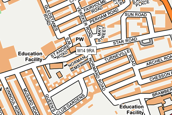 W14 9RA map - OS OpenMap – Local (Ordnance Survey)