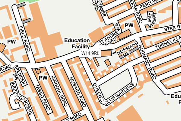 W14 9RL map - OS OpenMap – Local (Ordnance Survey)